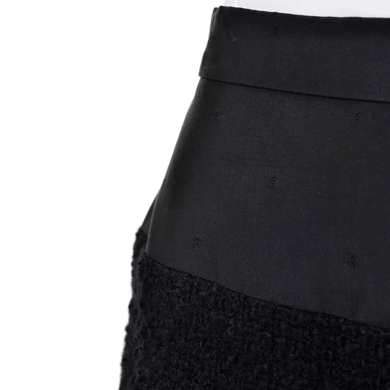 1994 Chanel Vintage Black Wool Boucle Skirt Suit w/ CC Buttons
