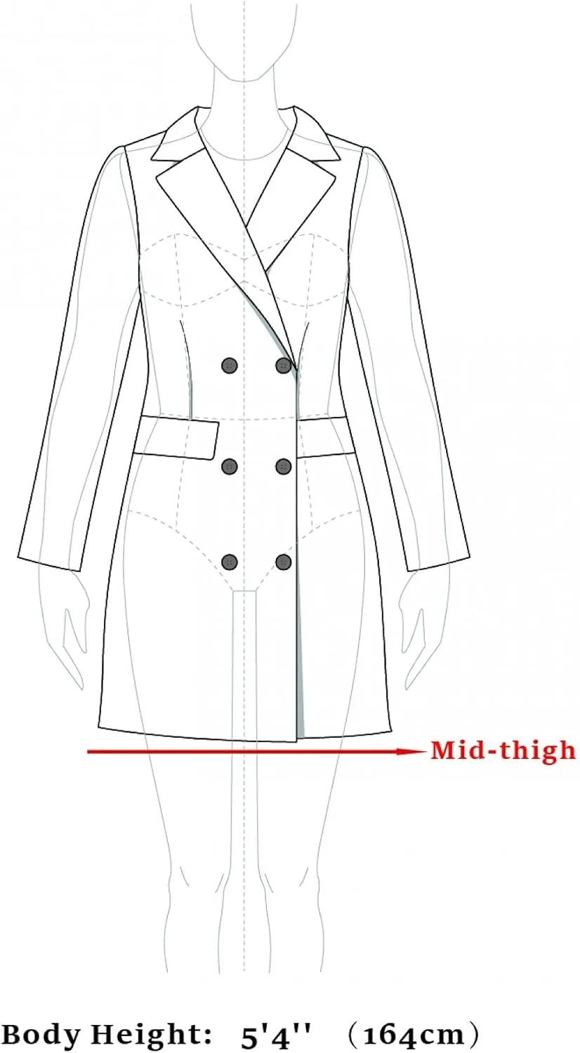 Allegra K Women's Stand Collar Double Breasted Slant Pockets Trendy Outwear Winter Coat