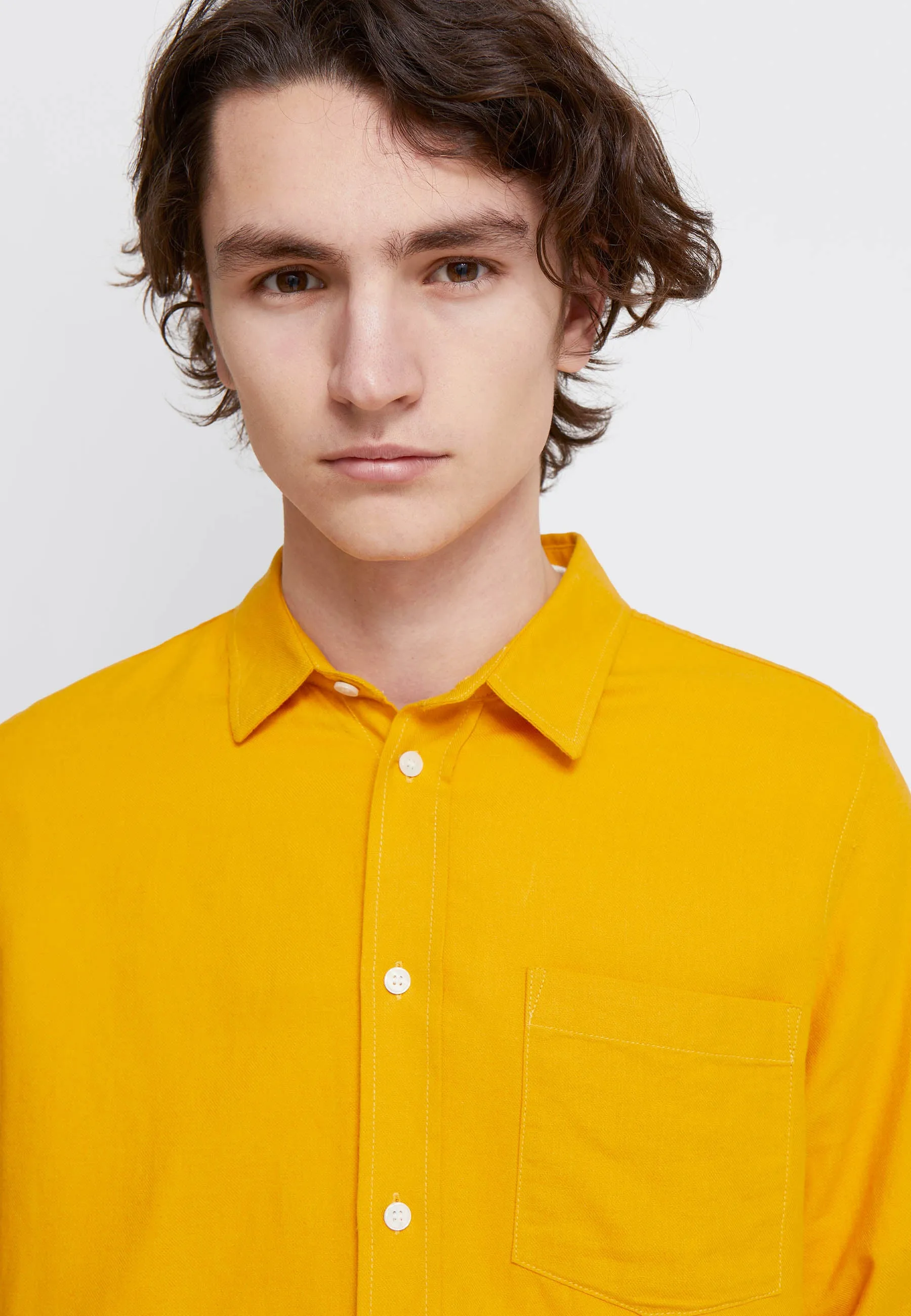 Andrew Cotton Linen Shirt - light orange