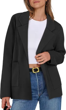ANRABESS Women Blazer Cardigan Sweater Chunky Open Front Lady Jacket Coat Fall Outwear Coatigan 2025 Trendy Outfits