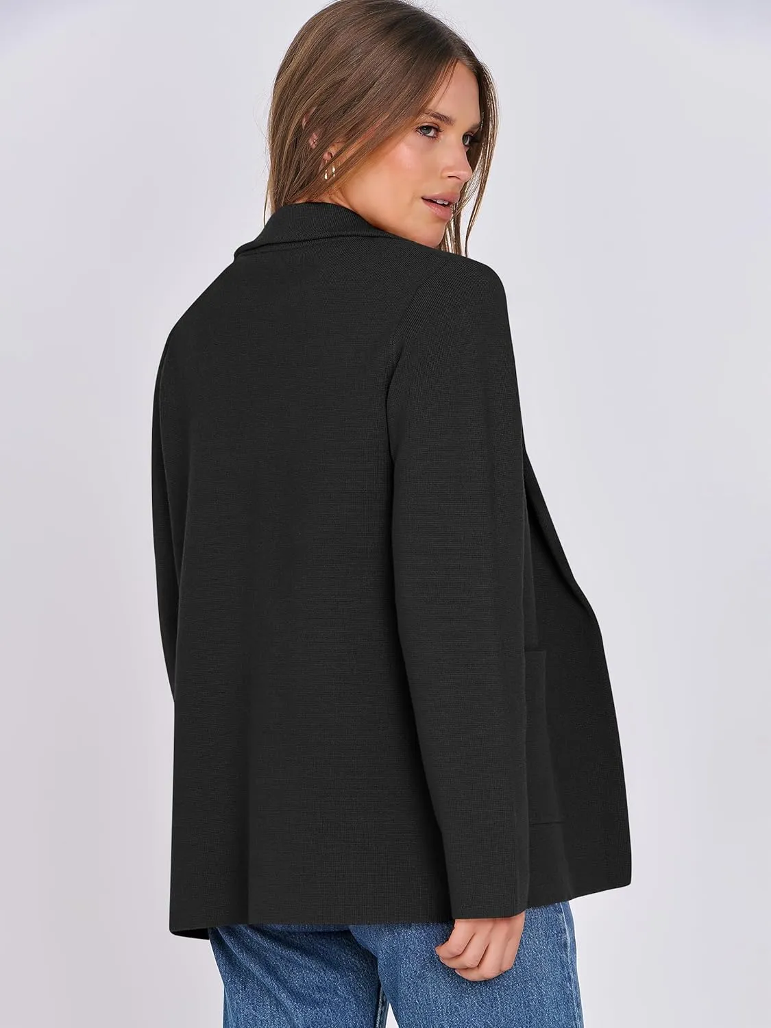 ANRABESS Women Blazer Cardigan Sweater Chunky Open Front Lady Jacket Coat Fall Outwear Coatigan 2025 Trendy Outfits