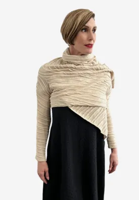 Asymmetrical Cream Cotton Cardigan Long Sleeves
