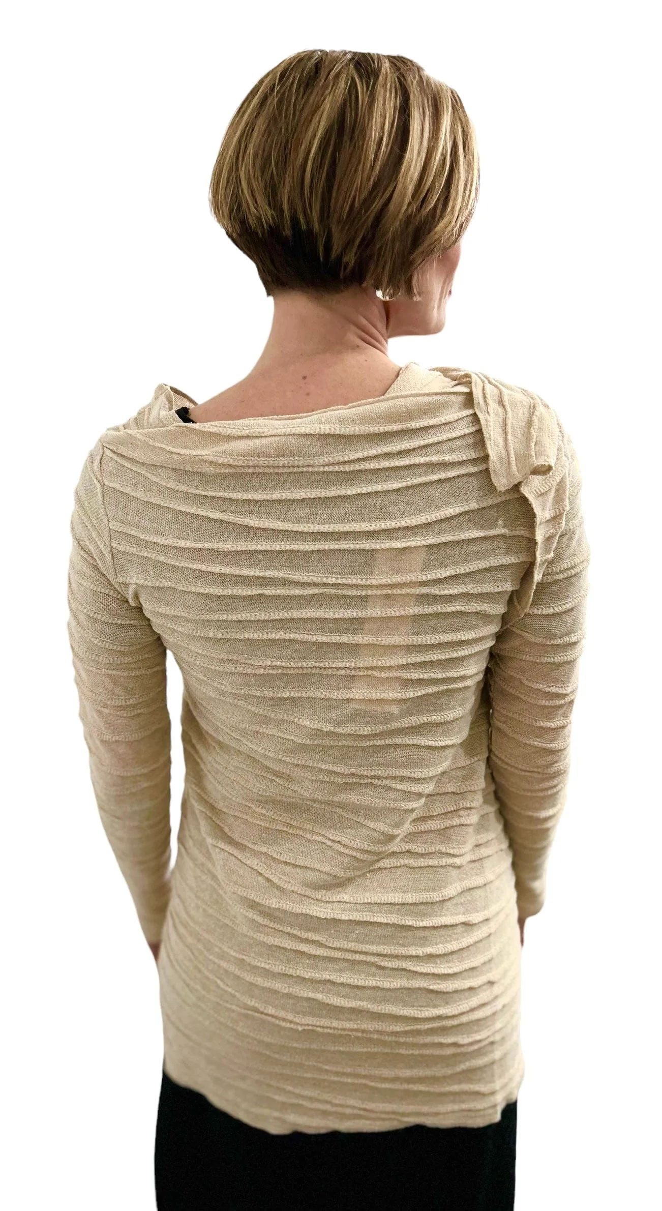Asymmetrical Cream Cotton Cardigan Long Sleeves