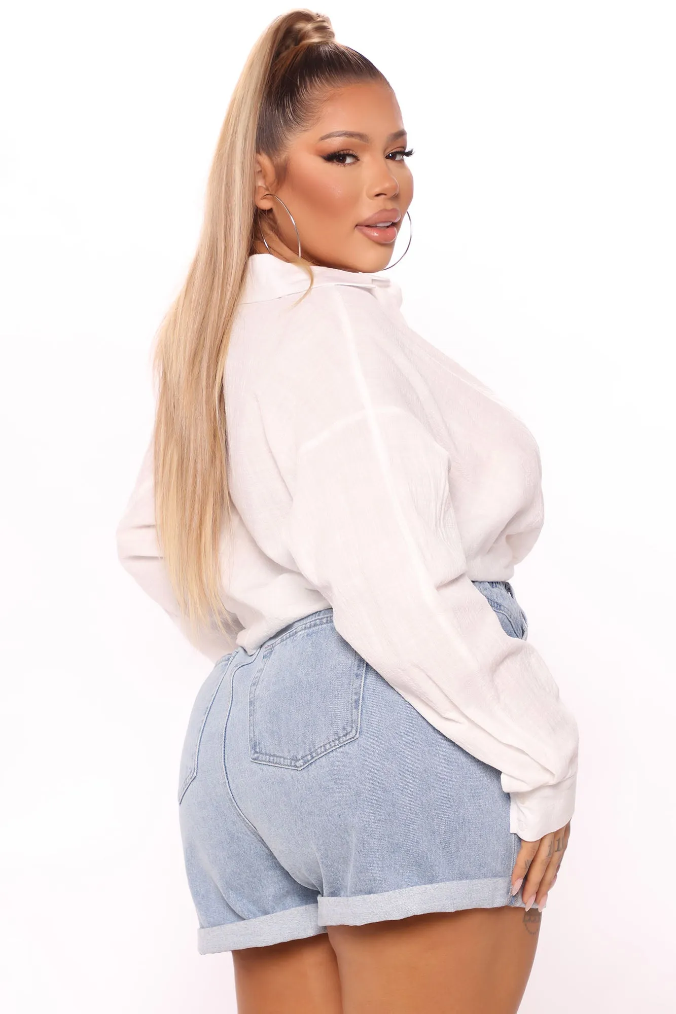Aubree Twist Front Shirt - White
