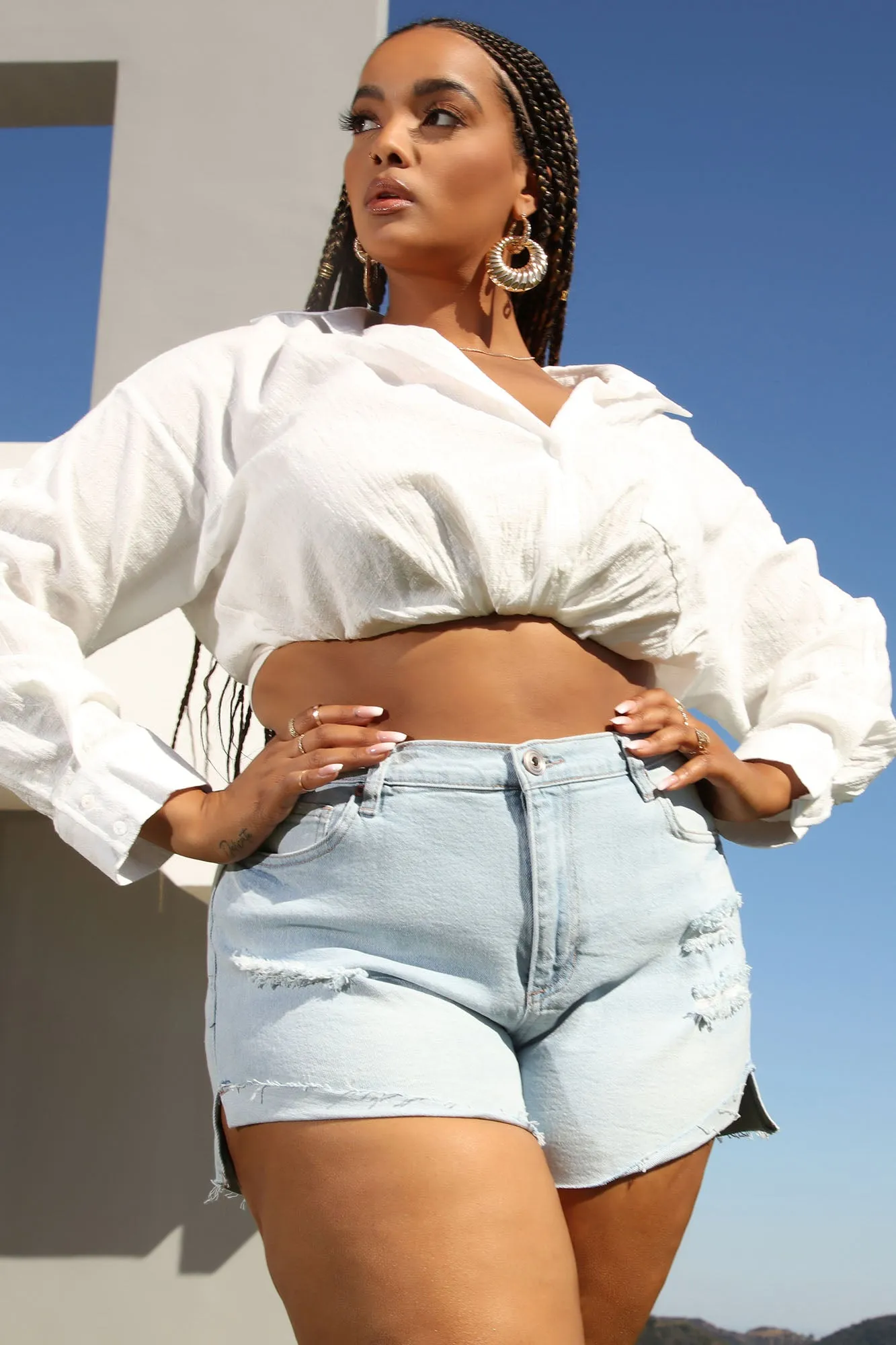 Aubree Twist Front Shirt - White