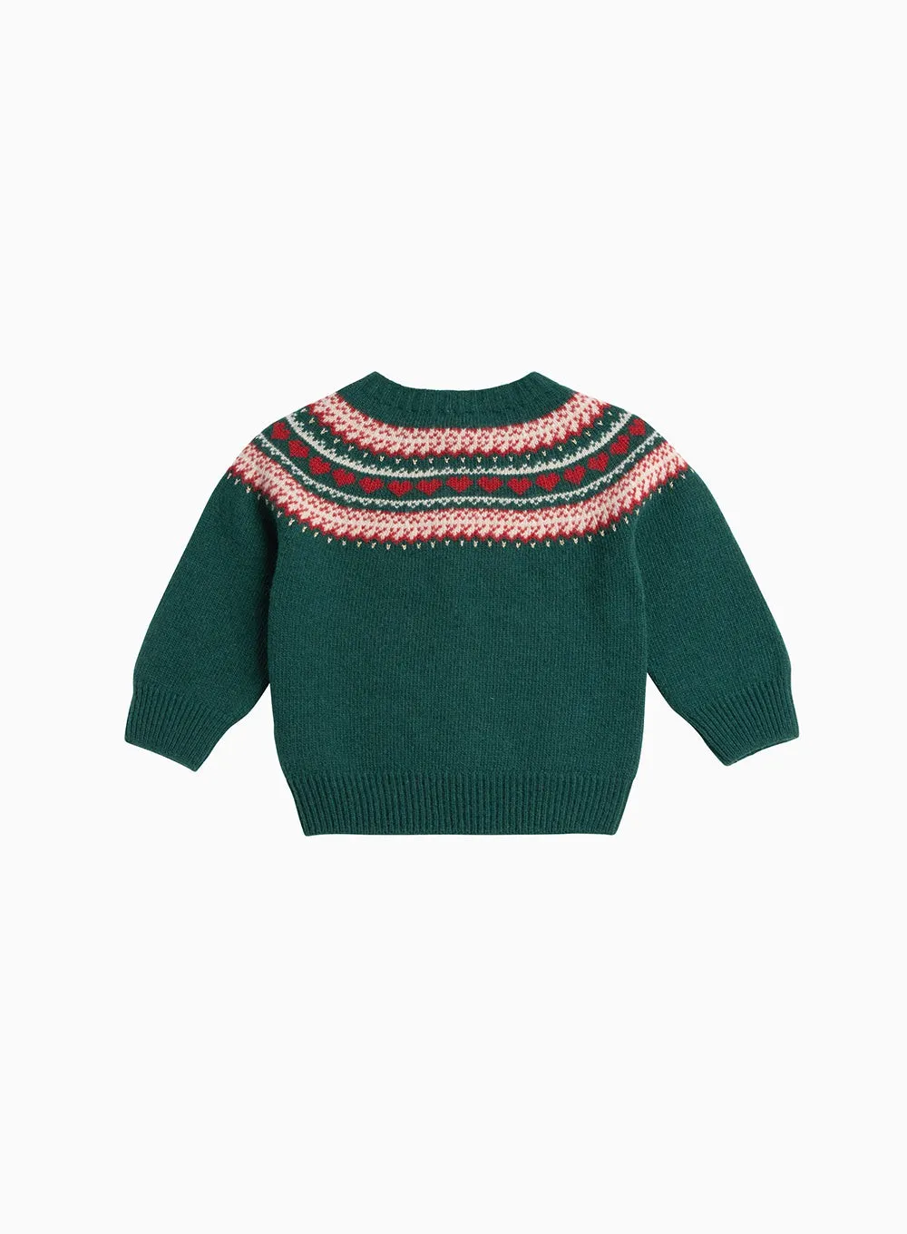 Baby Natasha Fair Isle Cardigan in Forest Green