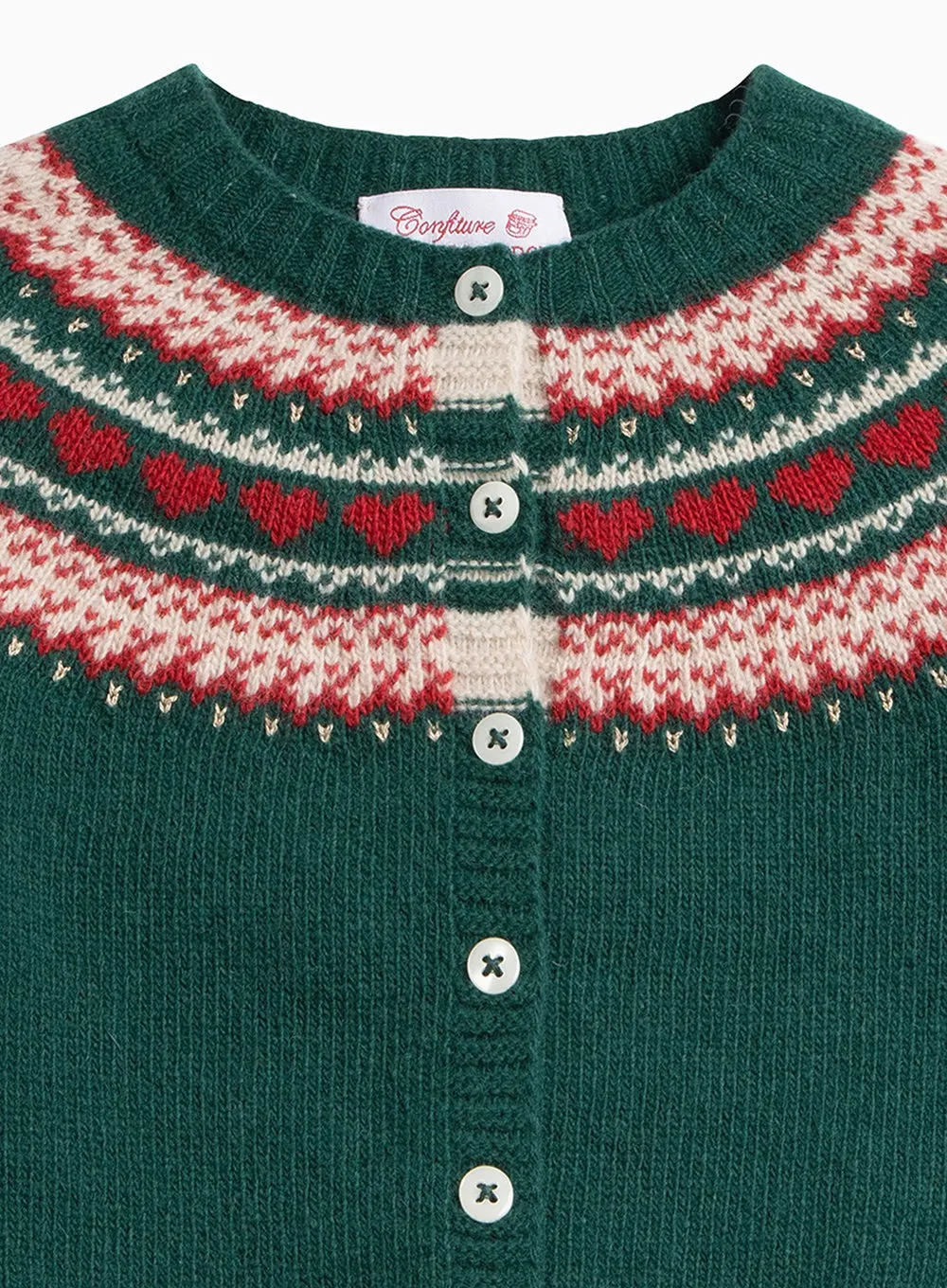 Baby Natasha Fair Isle Cardigan in Forest Green