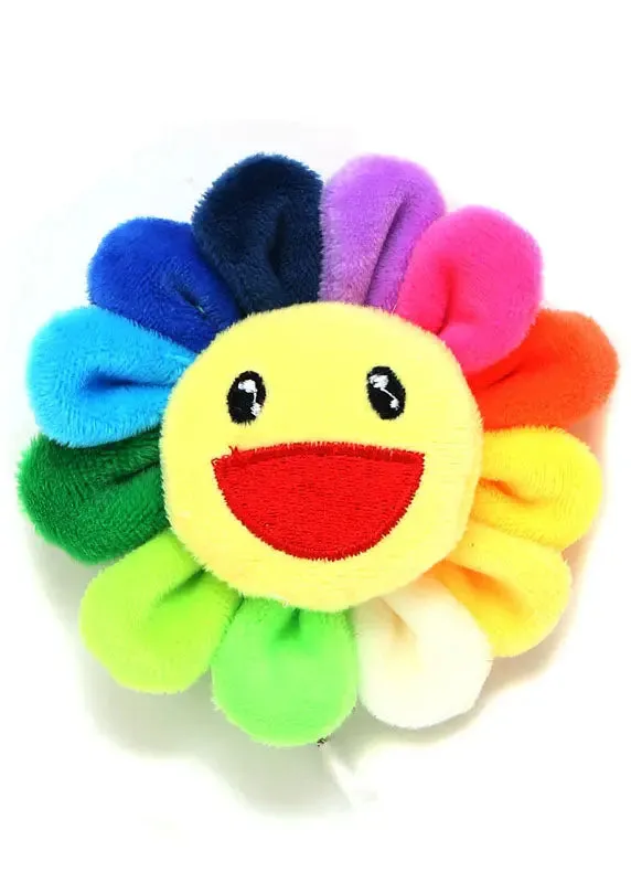 Beautiful Rainbow Fuzzy Fur Fluffy Sunflowers Brooches ML0275