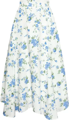 Belle Poque Women Floral Midi Skirt Flowy Skirt Boho Skirt High Waisted Skirt with Pockets
