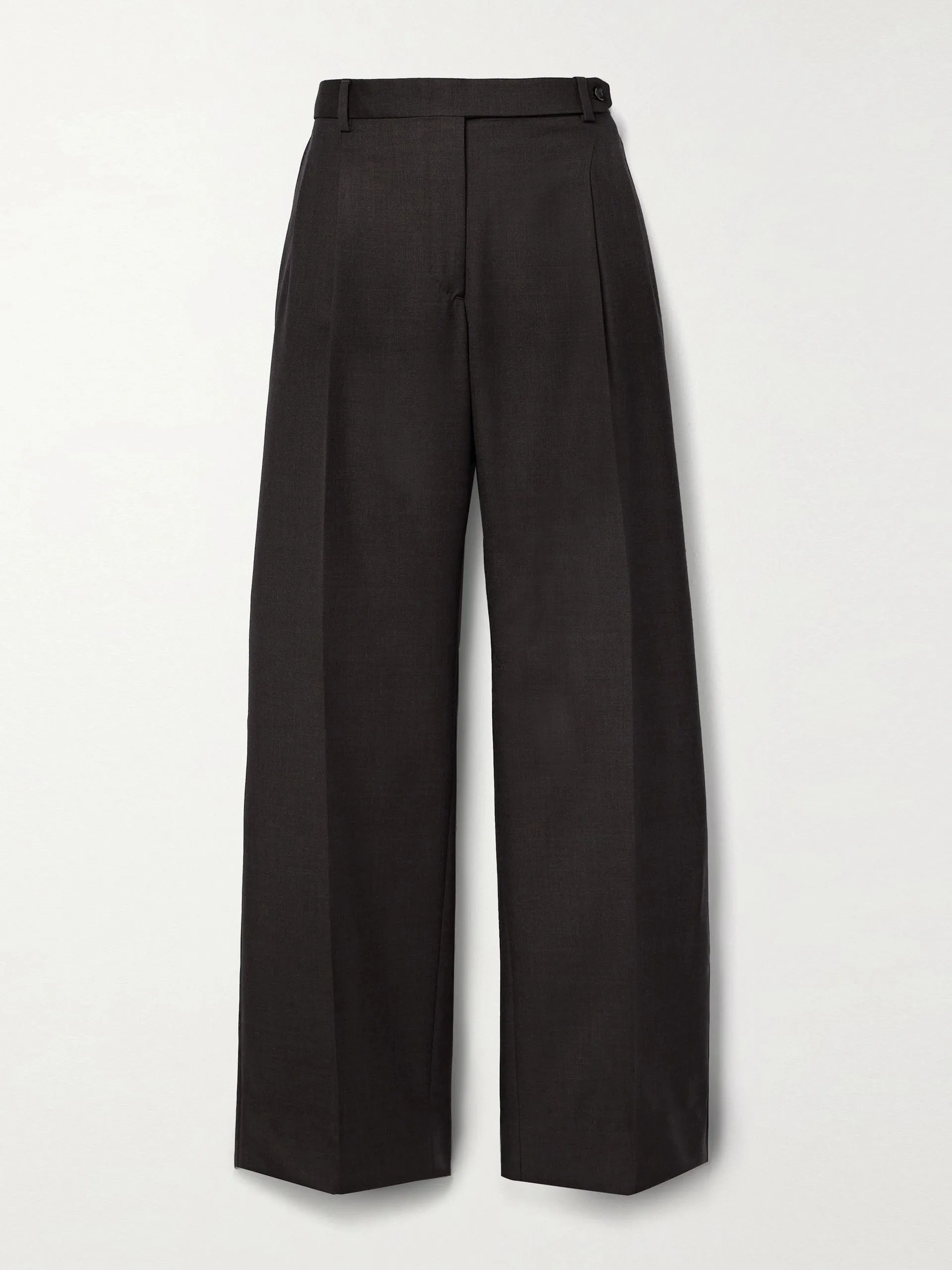 Black panelled wool straight-leg pants