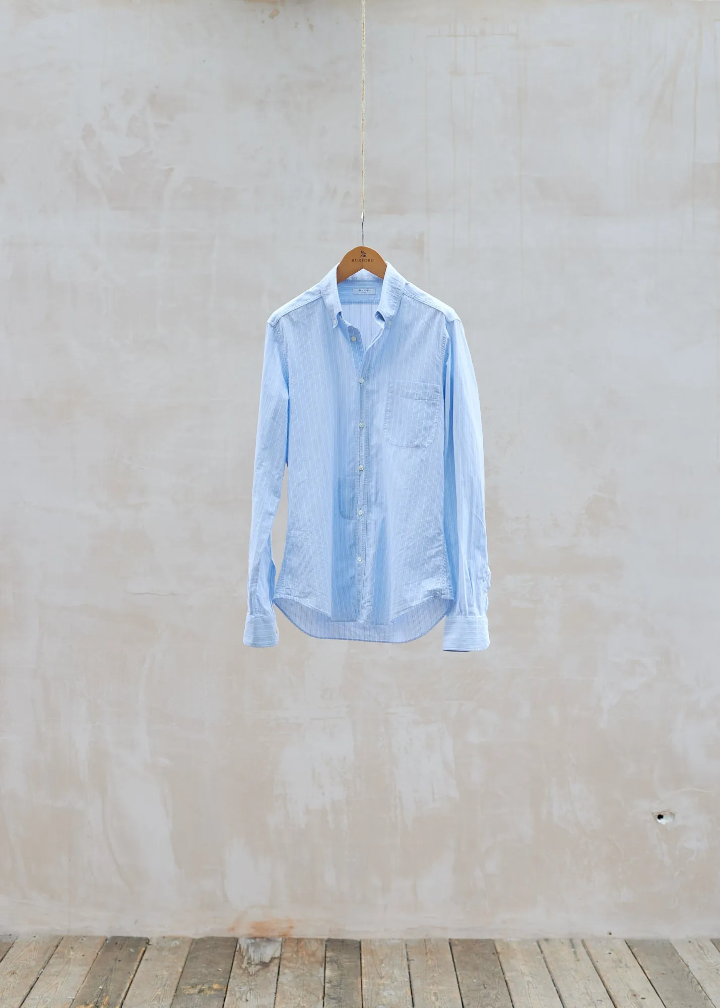 Boglioli Light Blue Striped Cotton/Linen Shirt - M