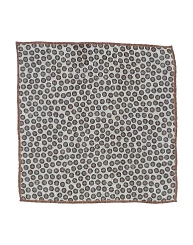 Brunello Cucinelli Brown Black Polka Dot Wool Men's Pocket Square