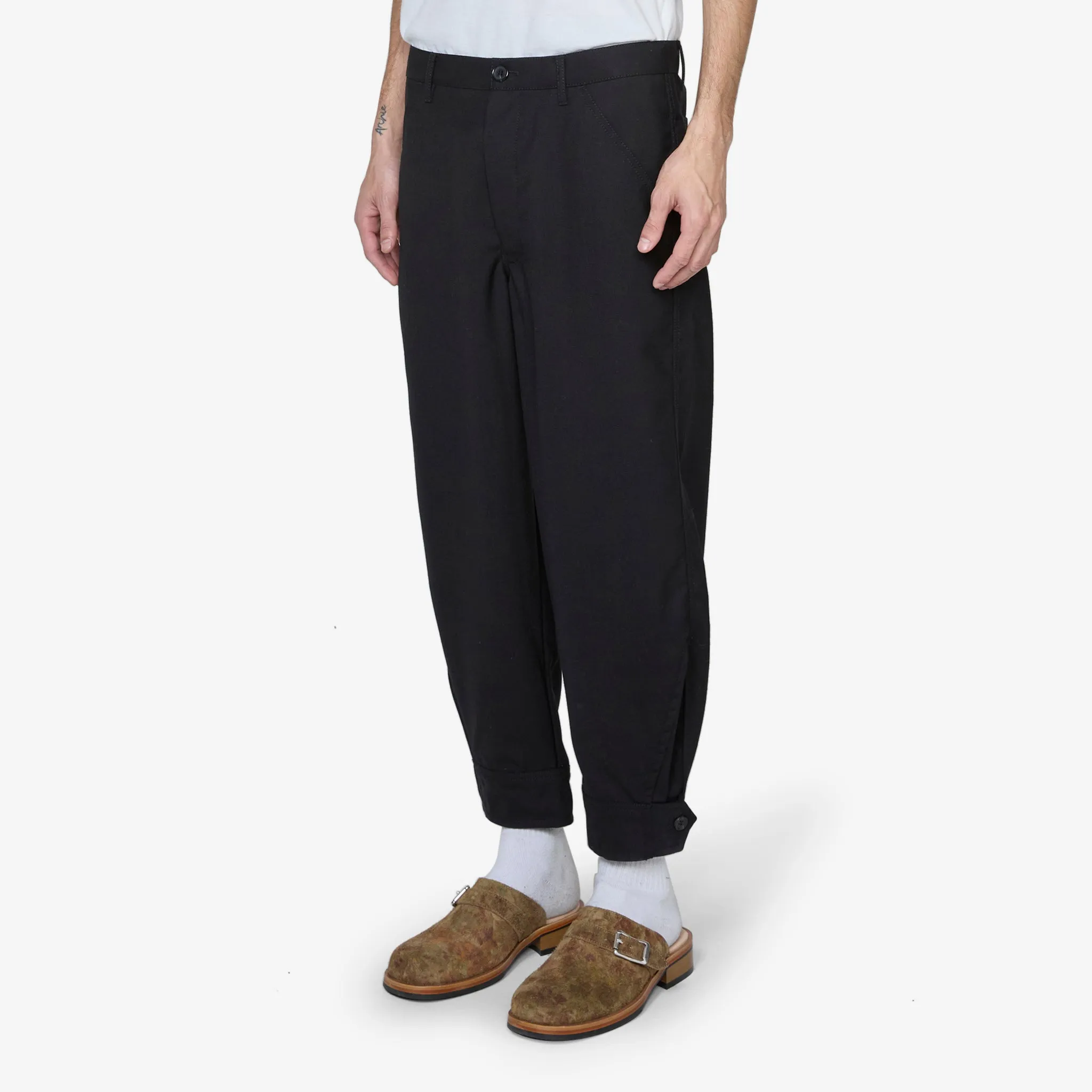 Button Cuff Pants Black