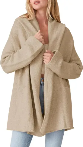 Cakulo Womens Long Hooded Cardigan Sweaters Oversized Fall Cardigans 2025 Open Front Knit Sweater Coats Pockets