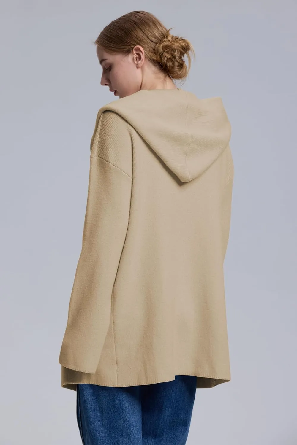 Cakulo Womens Long Hooded Cardigan Sweaters Oversized Fall Cardigans 2025 Open Front Knit Sweater Coats Pockets