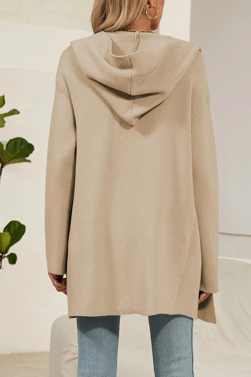 Cakulo Womens Long Hooded Cardigan Sweaters Oversized Fall Cardigans 2025 Open Front Knit Sweater Coats Pockets