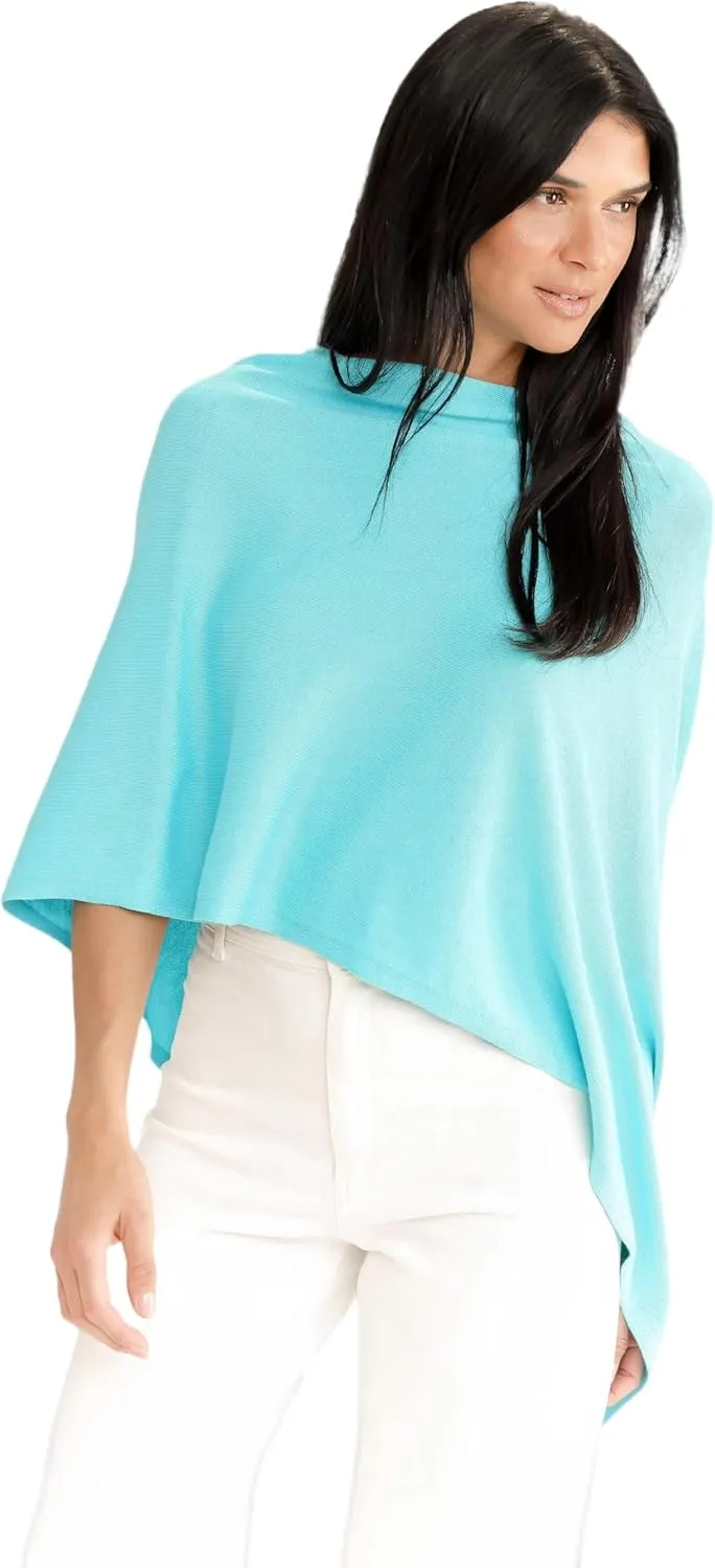 Caroline Grace Cashmere Blend Poncho by Alashan Lightweight & Super Soft - 95% Cotton 5% Cashmere - Great Gift Item