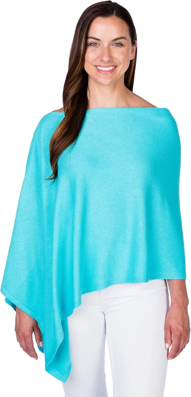 Caroline Grace Cashmere Blend Poncho by Alashan Lightweight & Super Soft - 95% Cotton 5% Cashmere - Great Gift Item