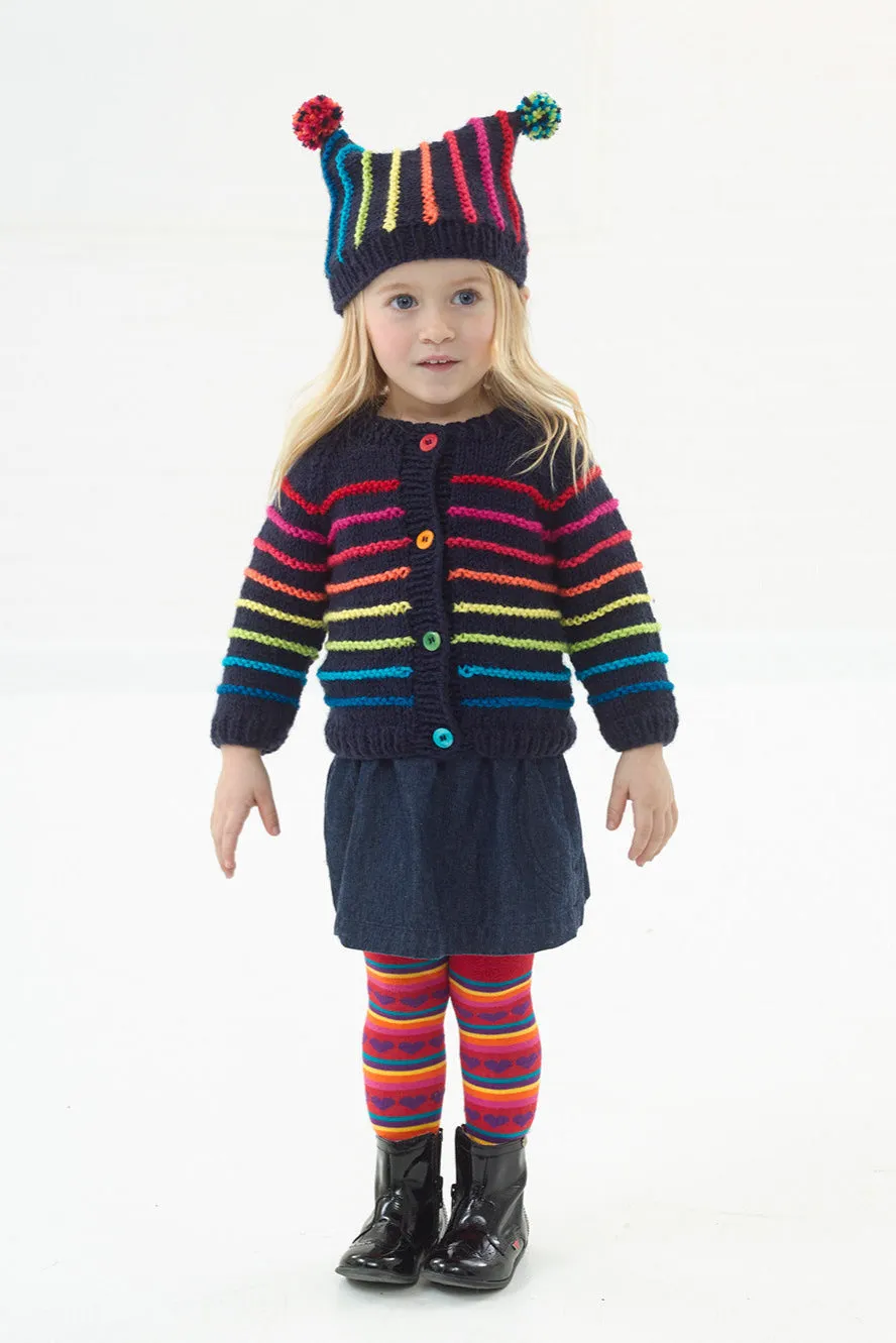 Colorful Cardigan And Hat Pattern (Knit)