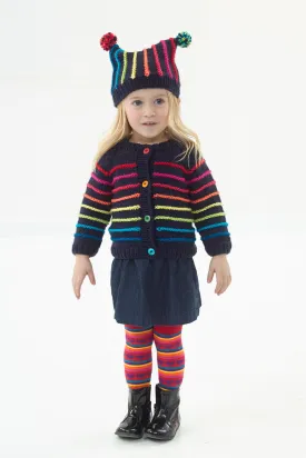 Colorful Cardigan And Hat Pattern (Knit)