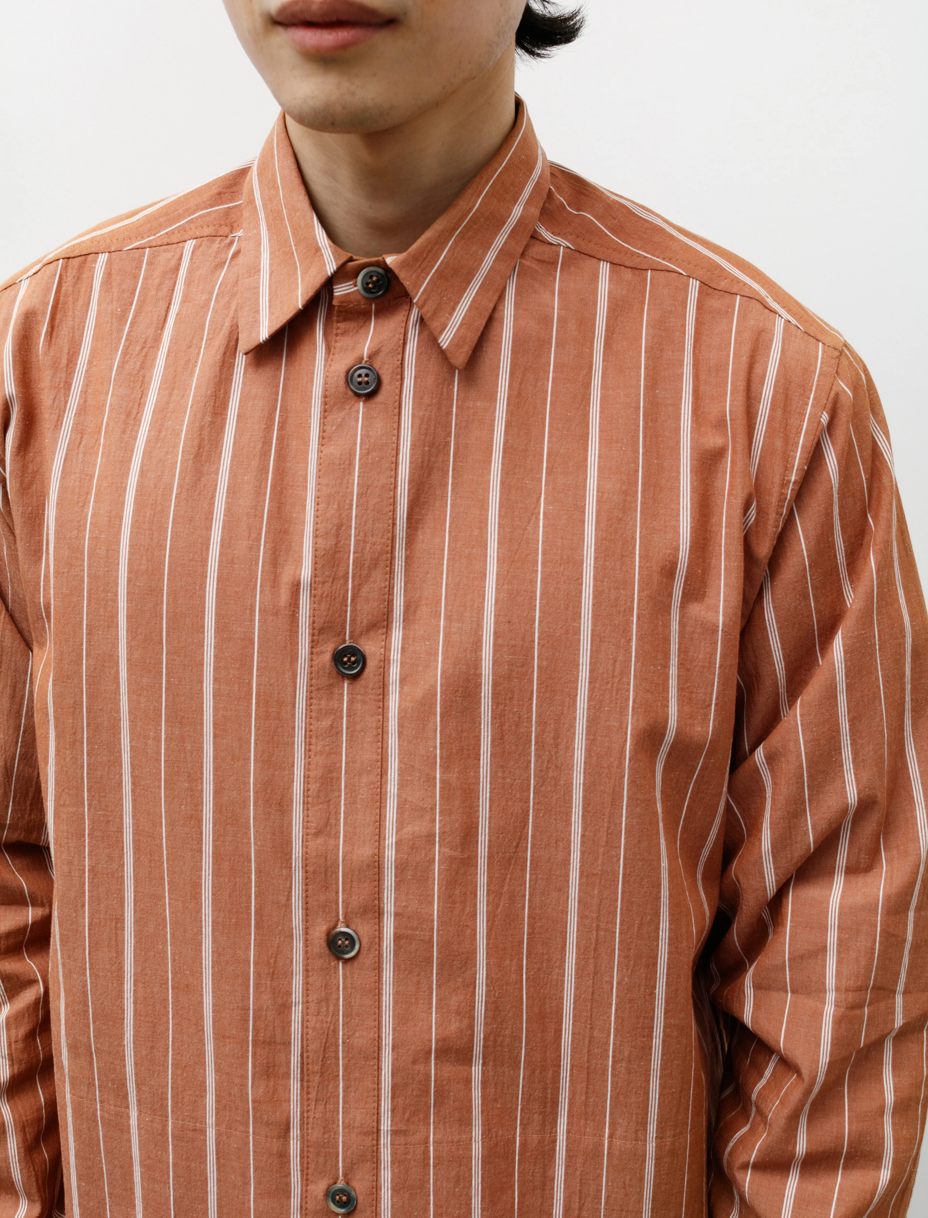 Copper Stripe Shirt Cotton Linen