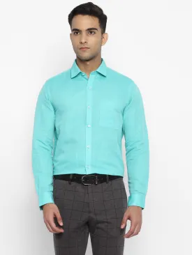 Cotton Linen Light Blue Plain Slim Fit Full Sleeve Formal Shirt