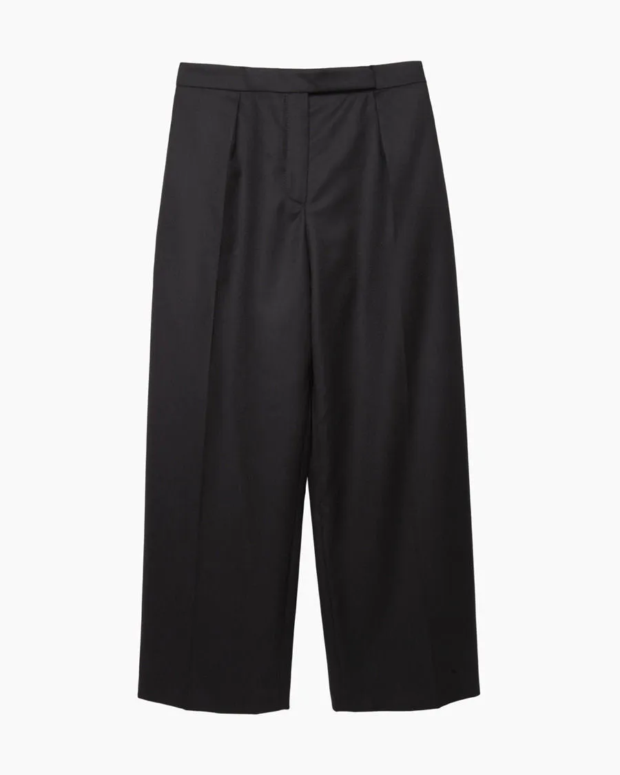 Cropped Wide Leg Flannel Pant