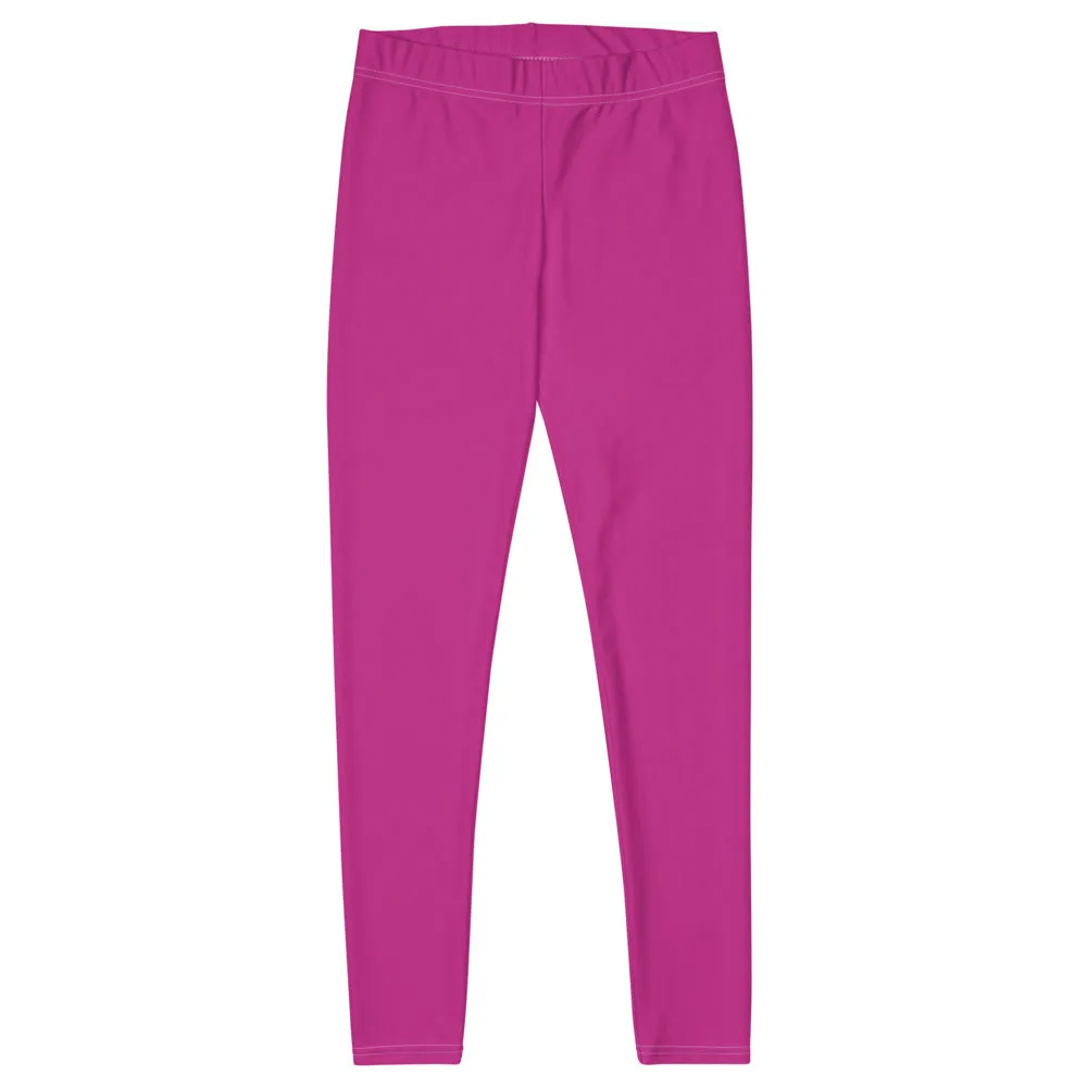 Dark Pink Women's Casual Leggings, Bright Hot Pink Long Fashion Tights-Made in USA/EU/MX
