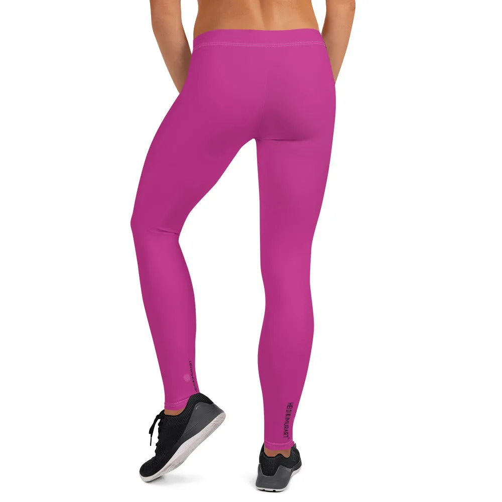 Dark Pink Women's Casual Leggings, Bright Hot Pink Long Fashion Tights-Made in USA/EU/MX