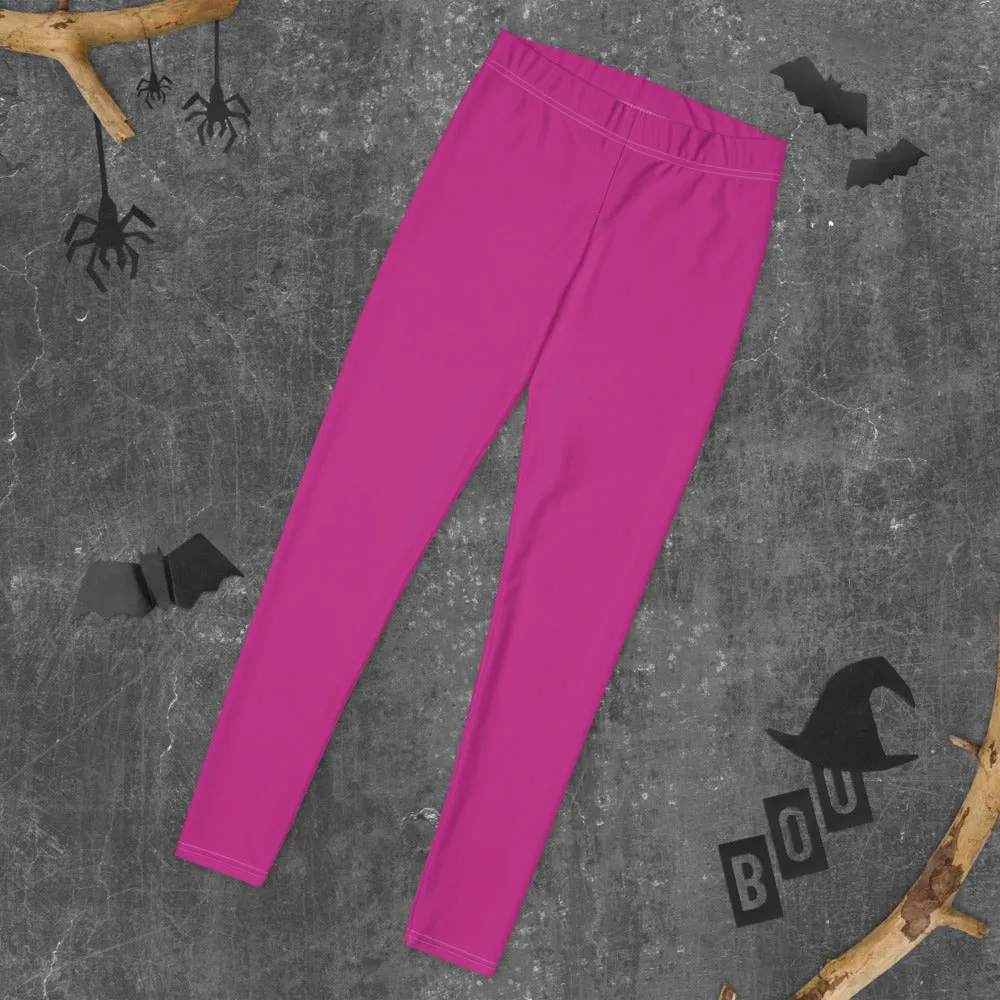 Dark Pink Women's Casual Leggings, Bright Hot Pink Long Fashion Tights-Made in USA/EU/MX