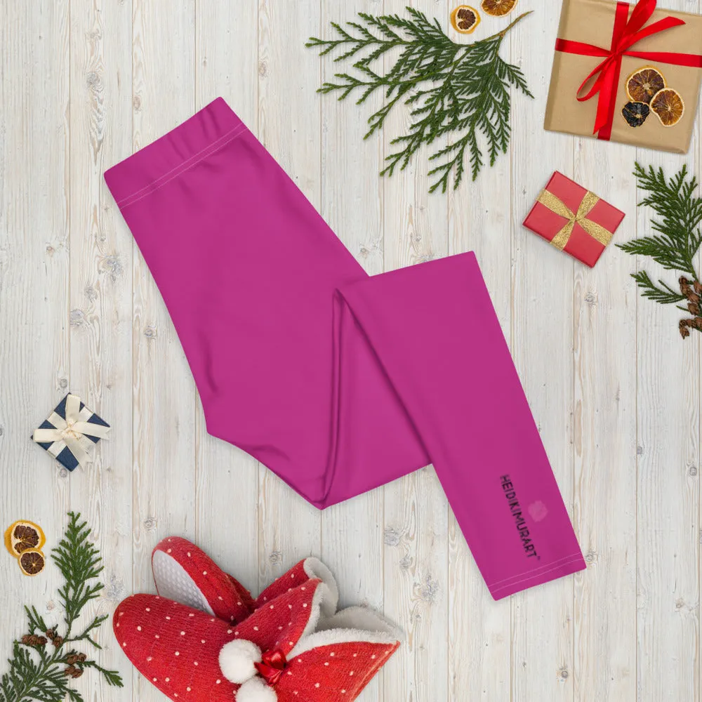 Dark Pink Women's Casual Leggings, Bright Hot Pink Long Fashion Tights-Made in USA/EU/MX