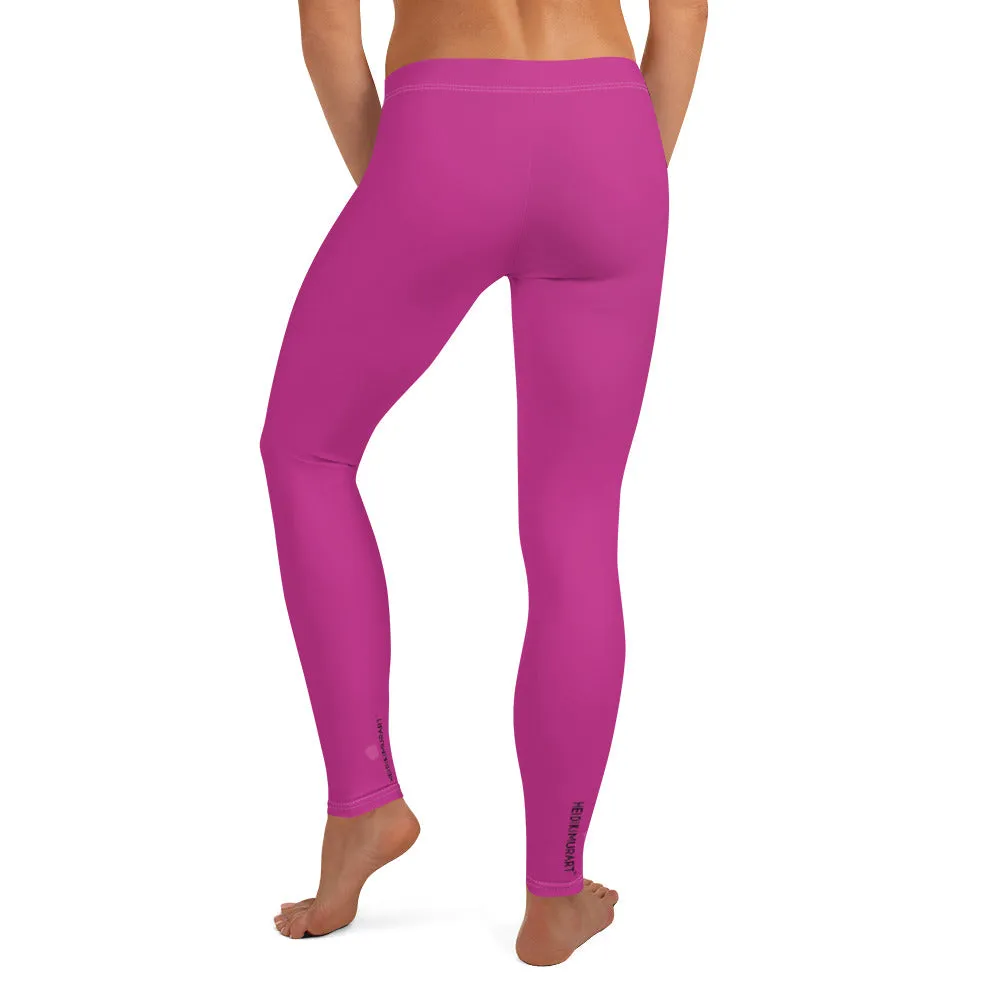 Dark Pink Women's Casual Leggings, Bright Hot Pink Long Fashion Tights-Made in USA/EU/MX