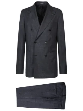 Double-Breasted Wool Suit Grey
