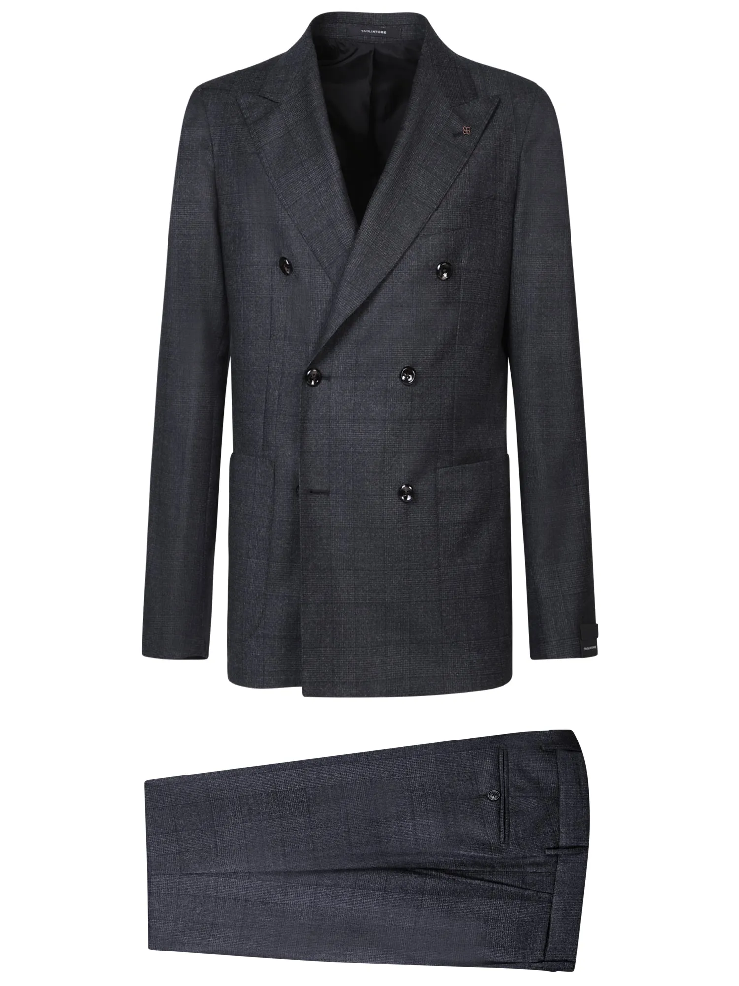 Double-Breasted Wool Suit Grey