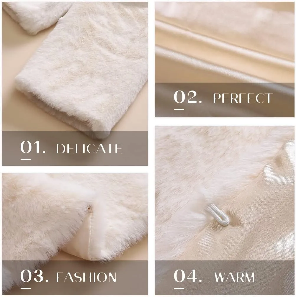 Edary Women Faux Fur Jacket Long Sleeve Coat Open Front Fur Coat Winter Warm Shaggy Faux Fur Parka for Women and Girl