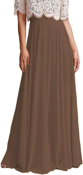 EllieHouse Full/Ankle Length Wedding Long Bridesmaid Chiffon Skirt for Women