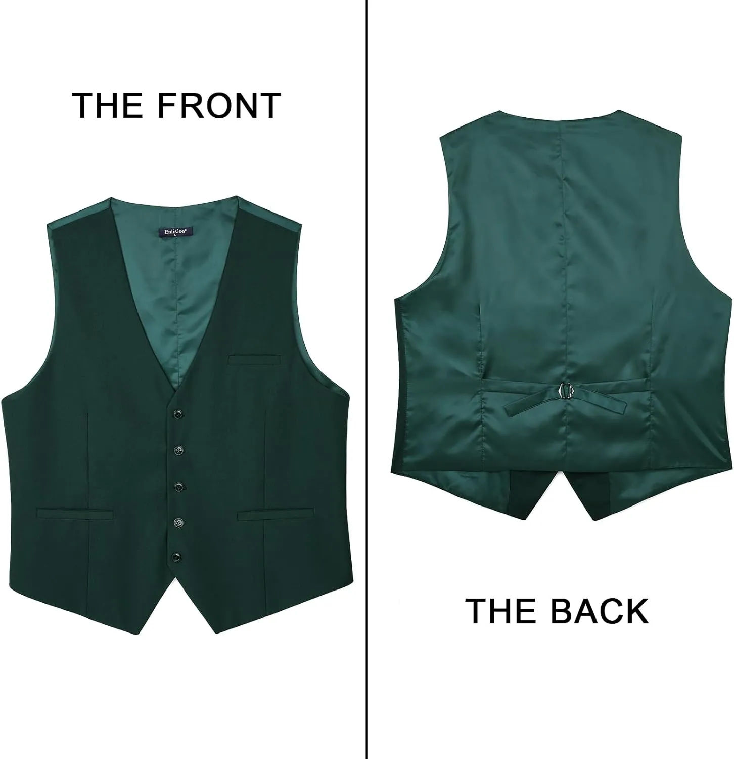 Enlision Men's Suit Vest Business Formal Dress Waistcoat Solid Color Vest for Suit or Tuxedo