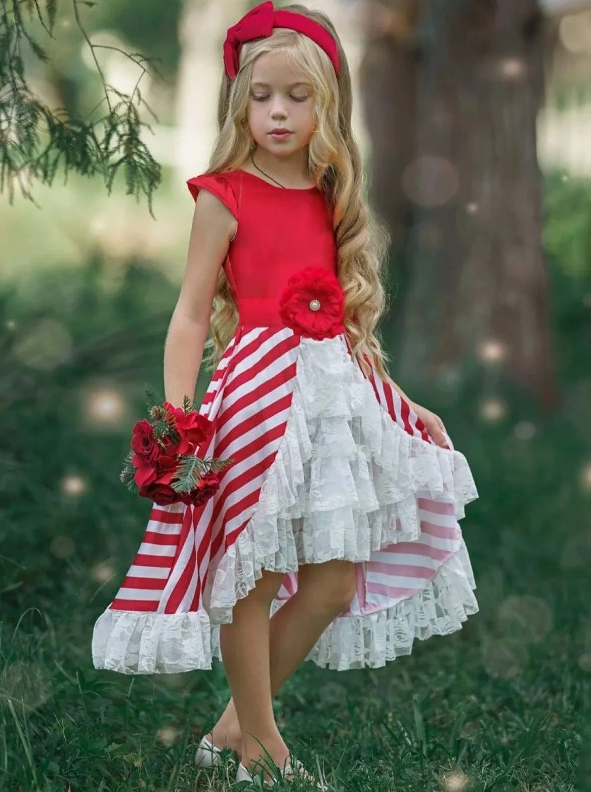 Girls Cap Sleeve Hi-Lo Special Occasion Dress