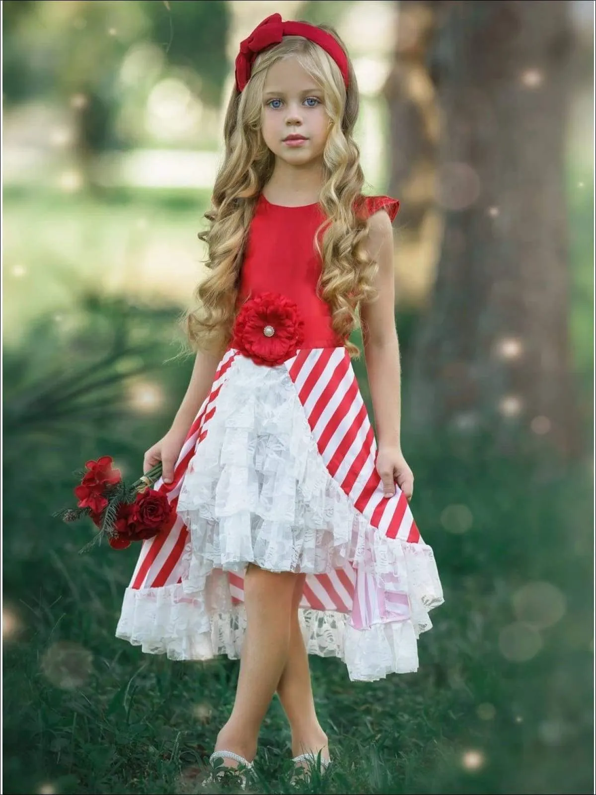 Girls Cap Sleeve Hi-Lo Special Occasion Dress