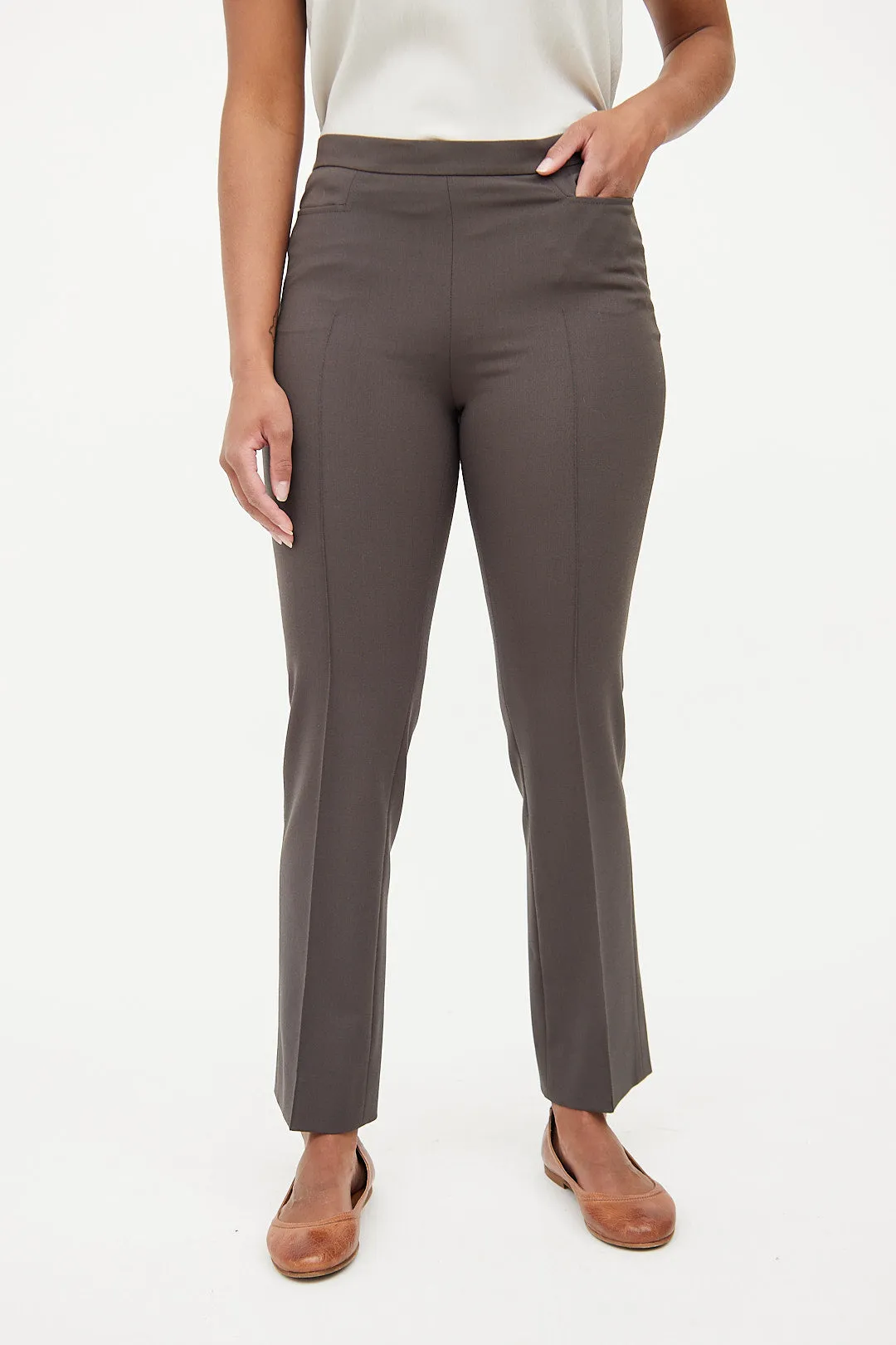 Green Wool Slim Trouser