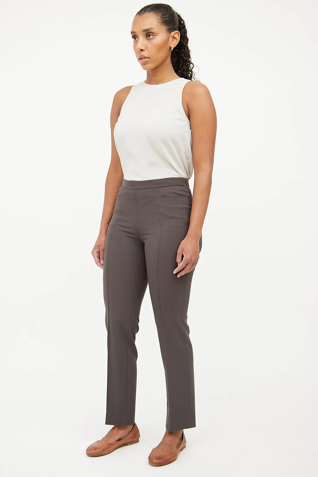 Green Wool Slim Trouser