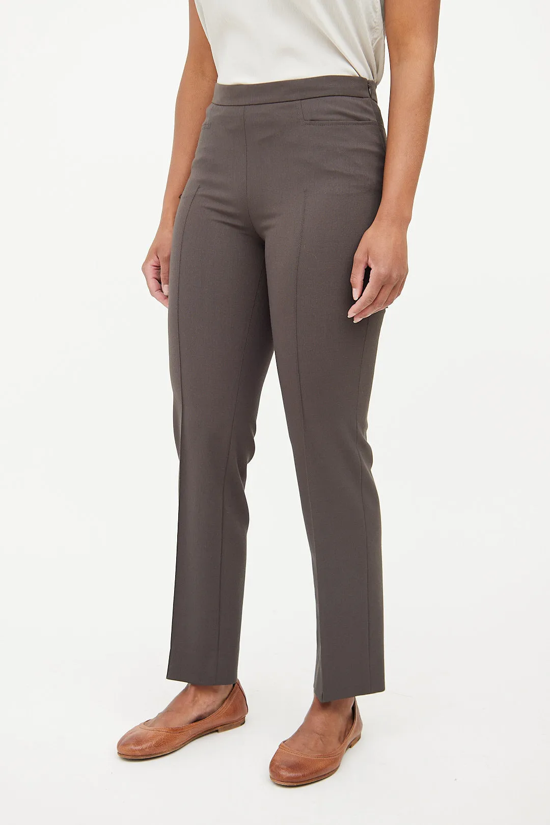 Green Wool Slim Trouser