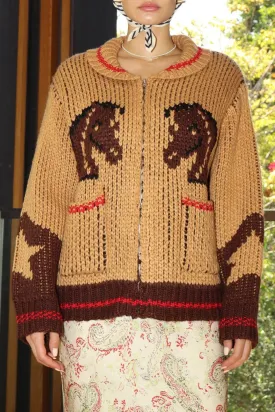Horse Knitted Cardigan Sweater
