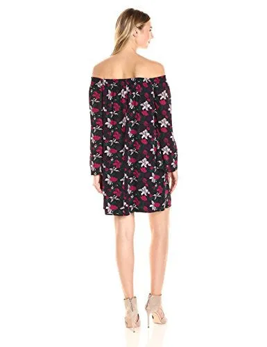 James & Erin Women's Off-The-Shoulder Printed Shift Dress