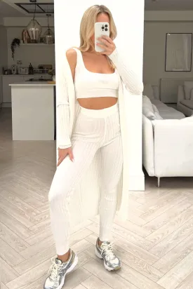 Kendall cream 3 piece ribbed legging coord