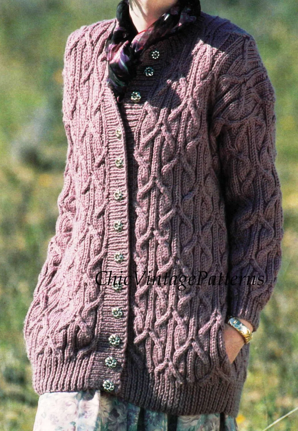 Ladies Cable Cardigan, PDF Knitting Pattern, Knitted Jacket