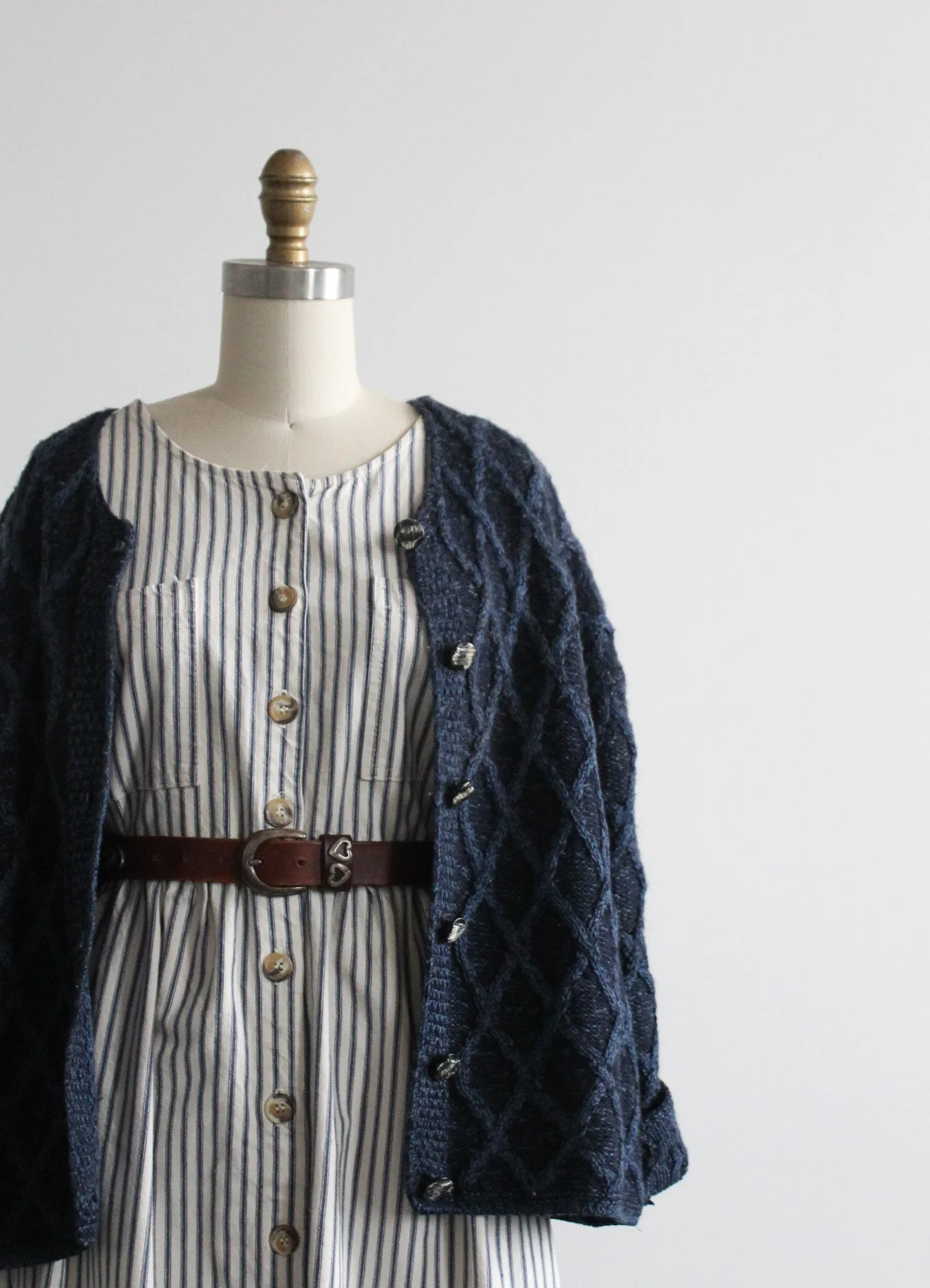 lattice merino wool cardigan