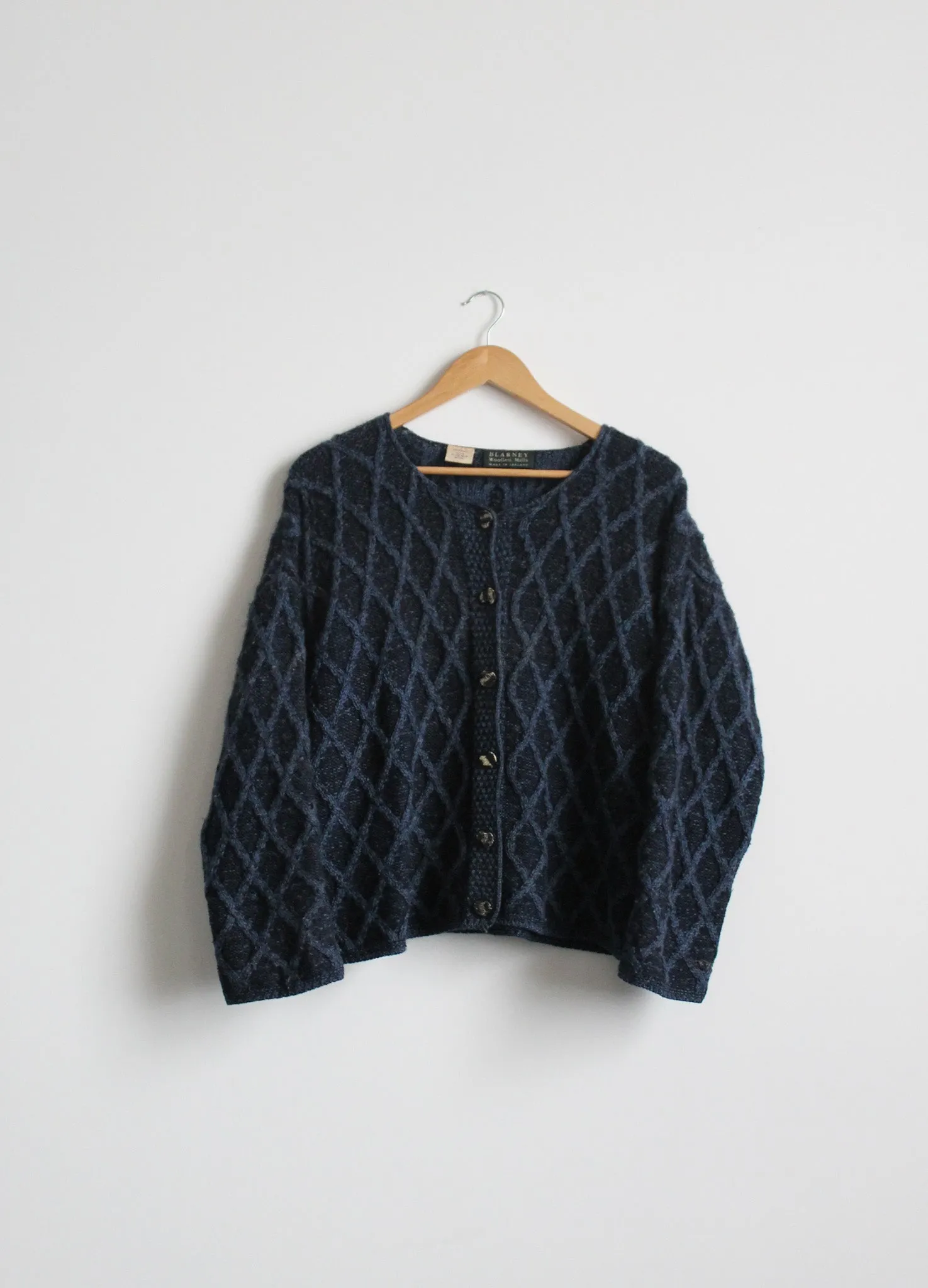 lattice merino wool cardigan