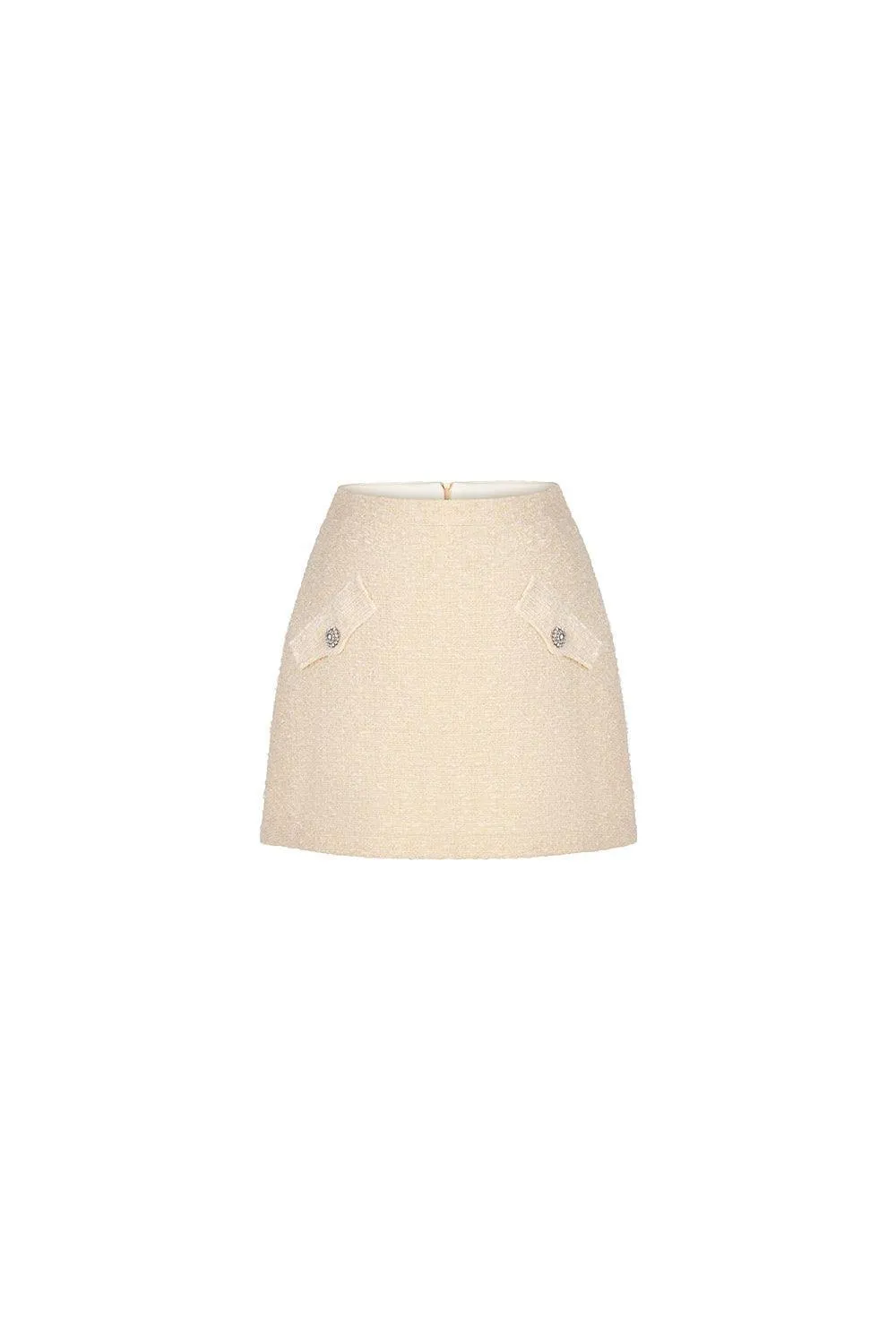 Lea A-line Button Tweed Mini Skirt