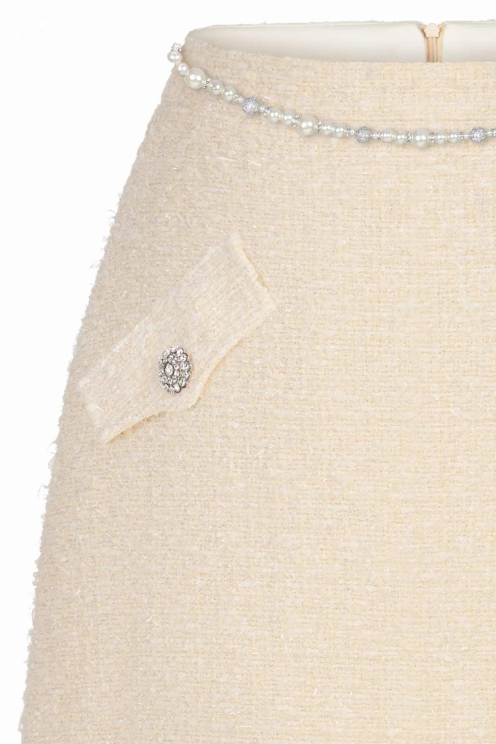 Lea A-line Button Tweed Mini Skirt